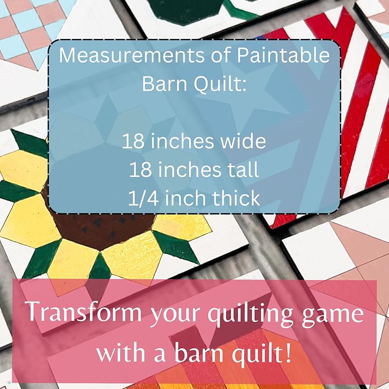 Large Unfinished Barn Quilt Square Wooden Sign, Country Decor Canvas Quilts Blocks (18 inches, Friendship Star)
