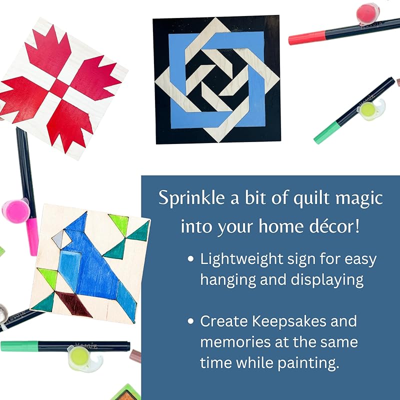 Large Unfinished Barn Quilt Kit Square Wooden Sign to Paint, Country Decor Wall Art Quilts Block Painting Kits (15 inches, Slip Knot) AVTRBoutique