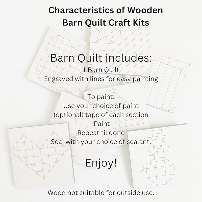 Large Unfinished Barn Quilt Square Wooden Sign, Country Decor Canvas Quilts Blocks (18 inches, Friendship Star)
