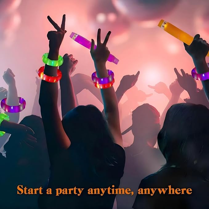 Light Up Glow Necklaces Bracelets Party Favors Accessories for Toddlers, Glow Sticks Pop Tubes for kids, Glow Birthday Camping Wedding Party Supplies Decorations for Boys Girls (Green 24 pack)