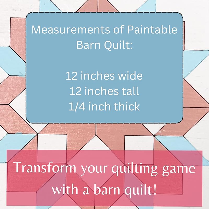 Large Unfinished Barn Quilt Square Wooden Sign, Country Decor Canvas Quilts Blocks (12 inches, Greek Square)