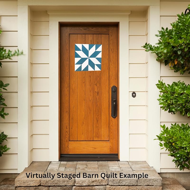 Large Unfinished Barn Quilt Square Wooden Sign, Country Decor Canvas Quilts Blocks (12 inches, Greek Square)