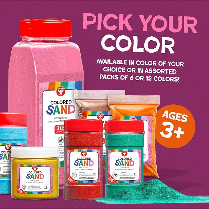 Hygloss Colored Play Sand – 15 lb Yellow Craft Sand for Sand Art, Christmas Gifts & Decorations, DIY Projects, Classroom Activities, and Plant Décor – Fine, Non-Toxic Sand, Safe for Kids Ages 3+
