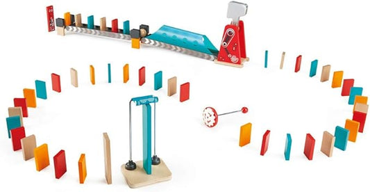 Hape Mighty Hammer Domino | Double -Sided Wooden Ball Domino Set for Kids Aged 4 and Up, Multicolor (E1056)