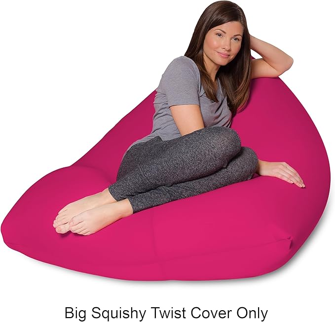 Bean Bag Cover Only Lounge - Soft, Stretchy, Squishy Comfort with Removable Washable Cover, to add EPS Bead Refill Filling and Liner - Perfect for Gaming & Relaxing - Twist - Pink