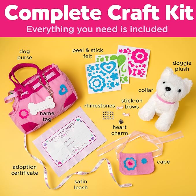 Creativity for Kids Designer Doggie: DIY Plush Toy Dog and Carrier Purse - Arts and Crafts for Girls Ages 4-5+, Toddler Activities and Toys for Girls, Gifts for Kids