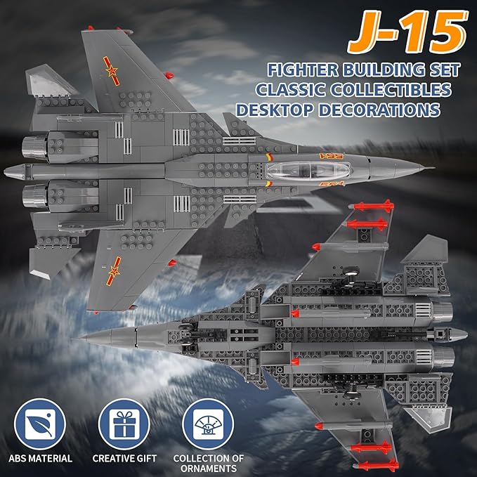 Oichy Fighter Building Sets Flying Shark Carrier-Based Air Force Building Block Set (285 Pieces), Aircraft Jet Building Toys Gifts for 6+ Kids and Adults, Large