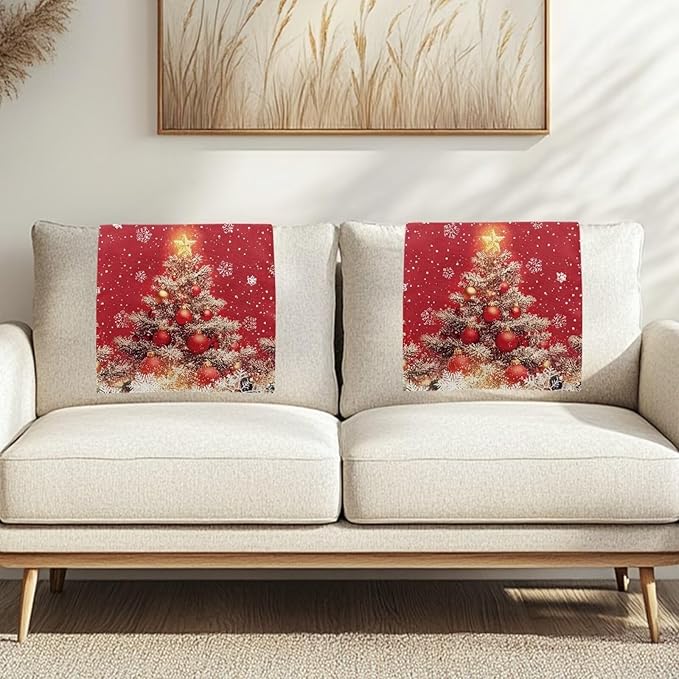 Christmas Decorations Xmas Tree Recliner Headrest Cover for Recliners Breathable Sofa Head Protector for Home Couch Loveseats Decoration 3pcs