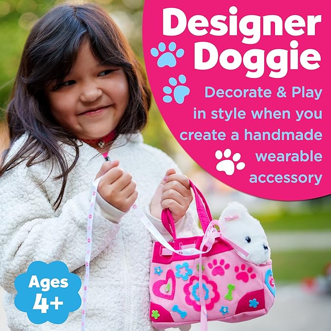 Creativity for Kids Designer Doggie: DIY Plush Toy Dog and Carrier Purse - Arts and Crafts for Girls Ages 4-5+, Toddler Activities and Toys for Girls, Gifts for Kids