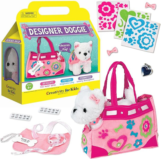 Creativity for Kids Designer Doggie: DIY Plush Toy Dog and Carrier Purse - Arts and Crafts for Girls Ages 4-5+, Toddler Activities and Toys for Girls, Gifts for Kids