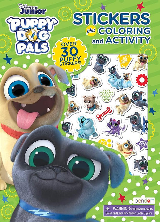 Disney Puppy Dog Pals Bingo and Rolly 32-Page Coloring and Activity Book with Puffy Stickers 47532, Bendon
